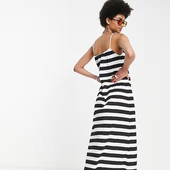 bebe Black and White Striped Maxi Dress - Picture 1 of 7